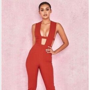 House of CB Plunge Jumpsuit- Rust (BRAND NEW WITH TAGS)